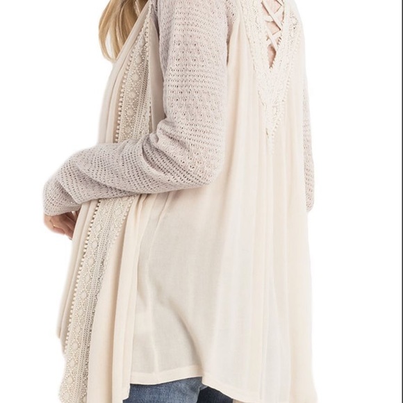 Miss Me Cream Drape Collar Cardigan- Size S - Picture 12 of 16